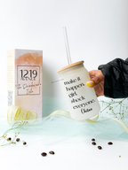 Personalized Frosted Can Sipper 500ml| Motivation Quote and Name| Coffee Glass Tumbler with straw and lid 22oz 1219 Avenue India