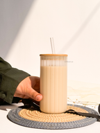 Personalized Frosted Ripple Taille Sippers 500ml| Name Edition| Coffee Fluted Glass Tumbler with straw and lid 18oz 1219 Avenue India