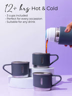 Personalized Insulated Vacuum Flask with 3 cups 1219 Avenue India