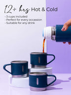 Personalized Insulated Vacuum Flask with 3 cups 1219 Avenue India