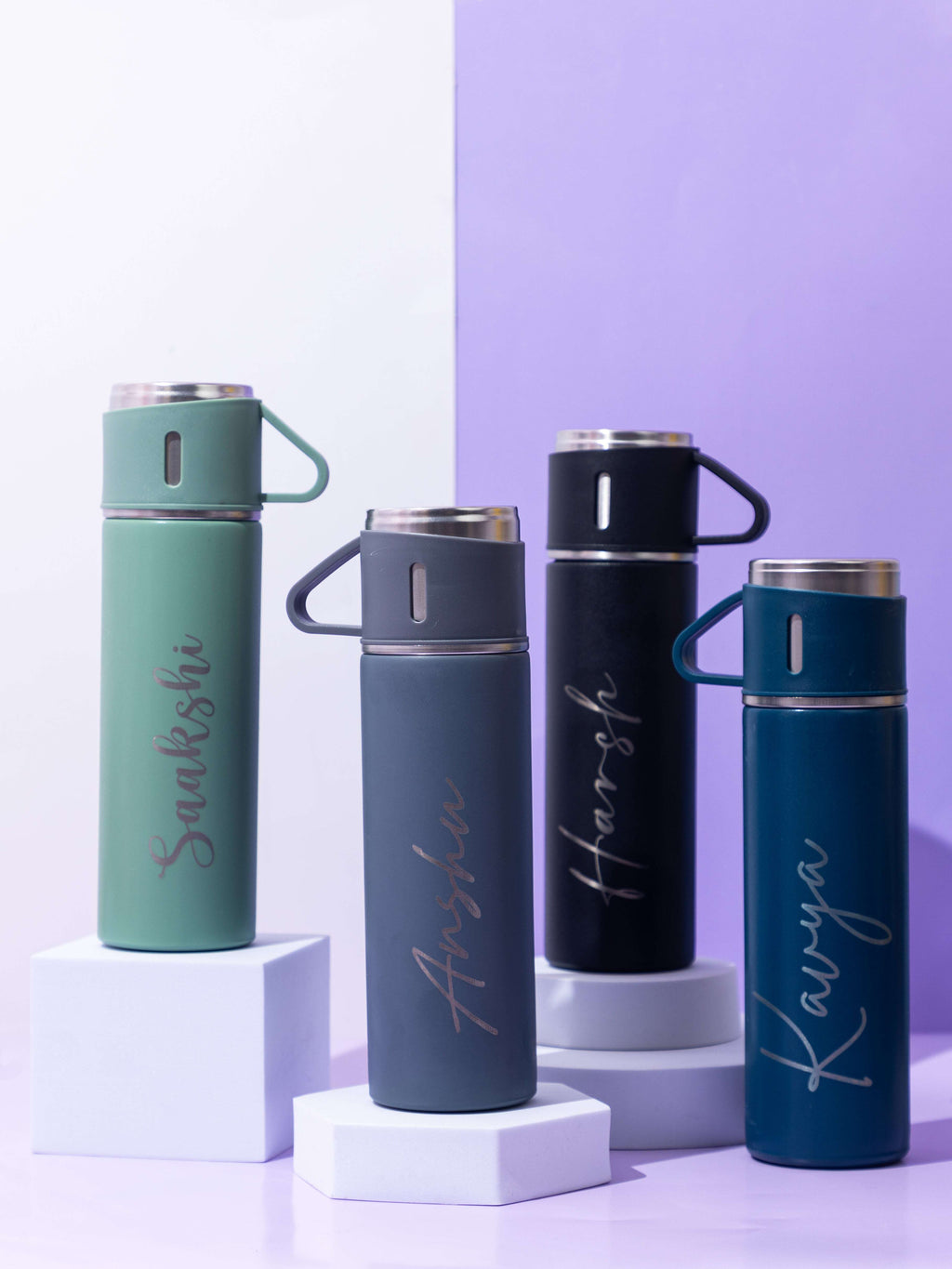 Personalized Insulated Vacuum Flask with 3 cups 1219 Avenue India