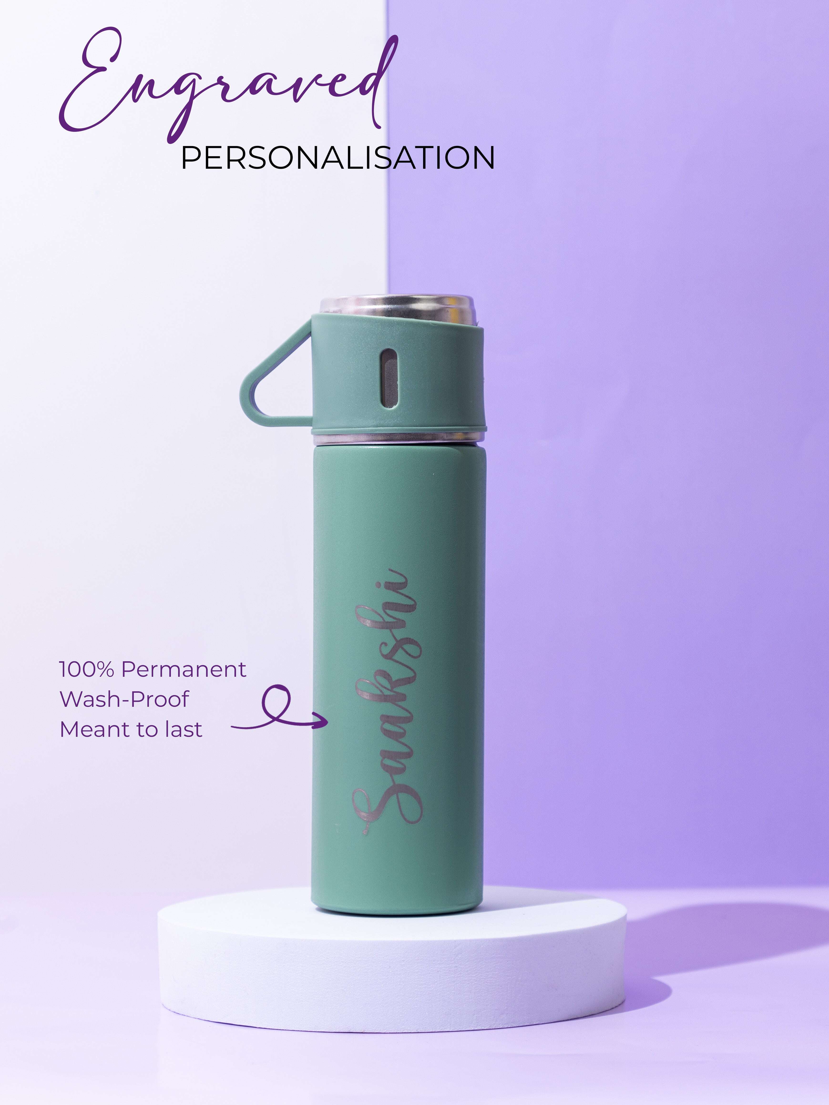 Personalized Insulated Vacuum Flask with 3 cups 1219 Avenue India