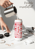 Personalized Ivora Metal Can Sipper 500 ML | Heart Quilt Print | Double Walled Hot & Cold Tumbler 1219 Avenue