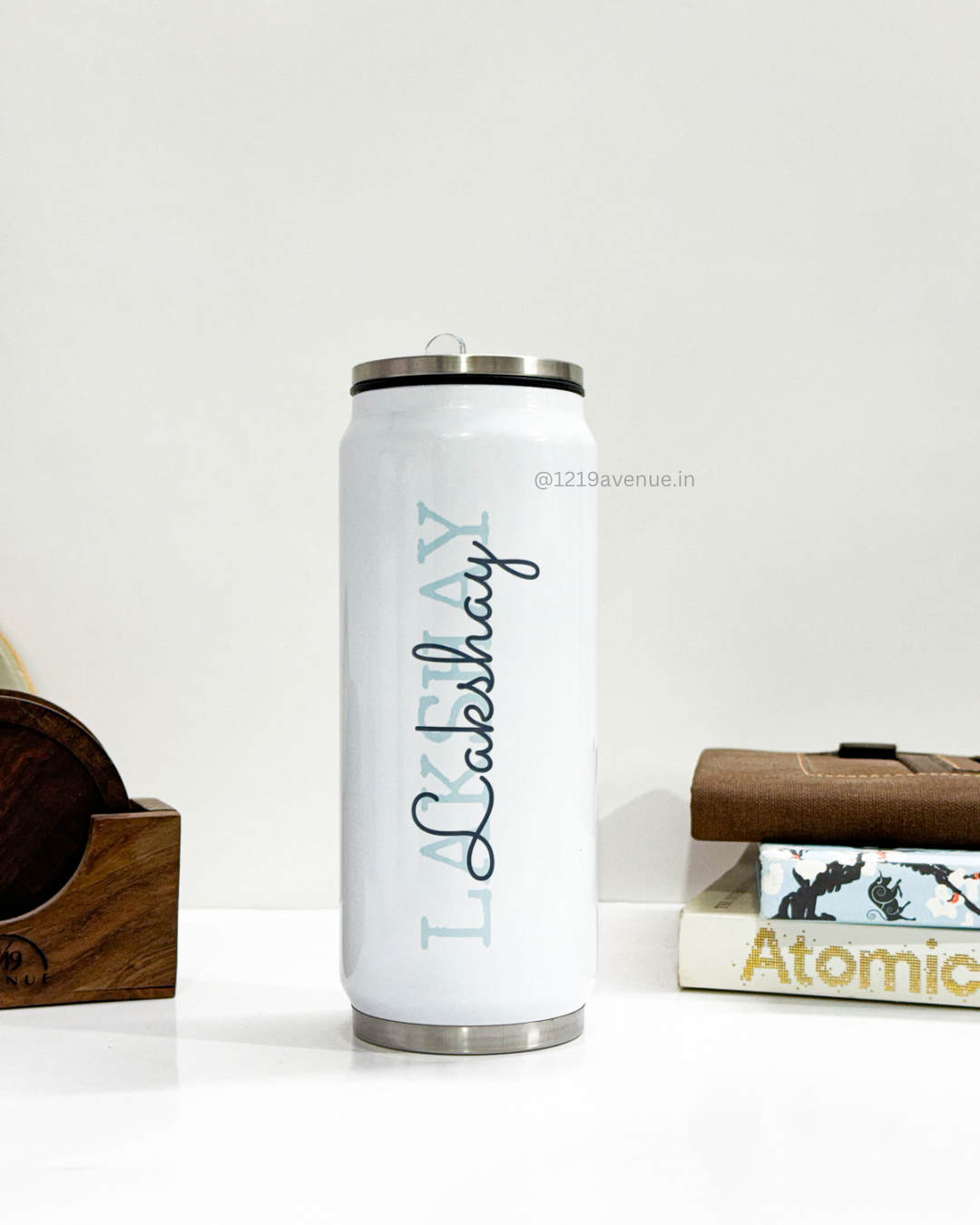 Personalized Metal Can Sipper 350ML with Straw | Signature Sip Print| Double Walled Insulated Tumbler 26oz 1219 Avenue India