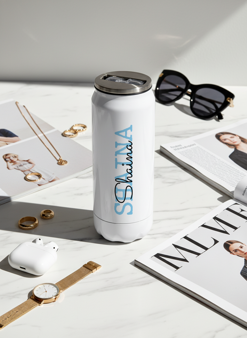 Personalized Ivora Metal Can Sipper 500 ML | Signature Sip Print | Double Walled Hot & Cold Tumbler 1219 Avenue