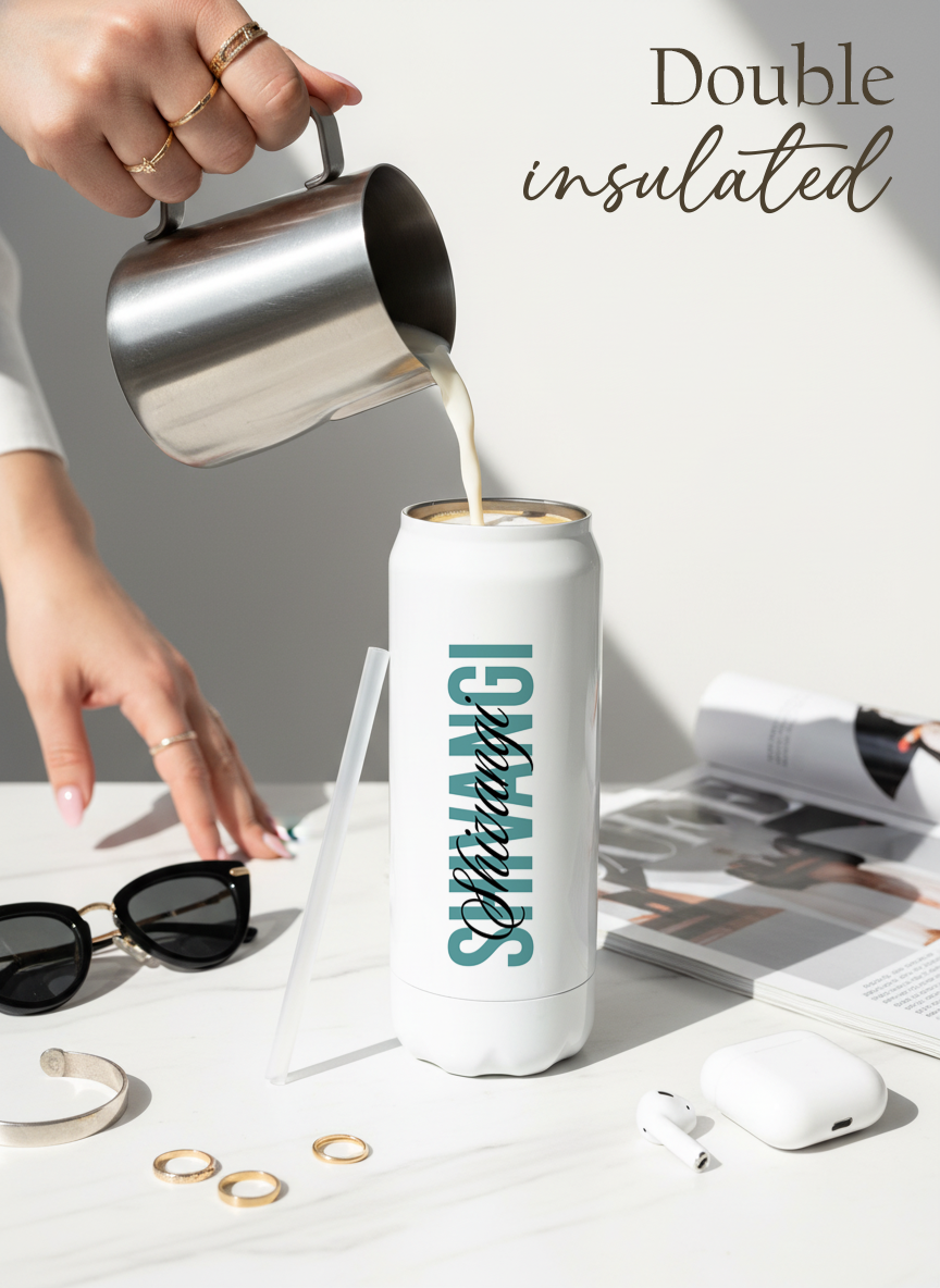 Personalized Ivora Metal Can Sipper 500 ML | Signature Sip Print | Double Walled Hot & Cold Tumbler 1219 Avenue