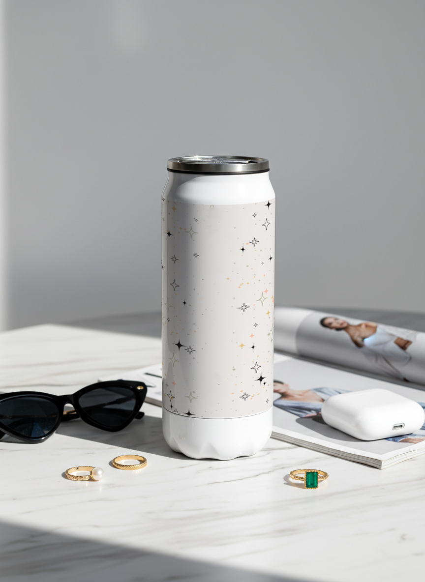 Personalized Ivora Metal Can Sipper 500 ML | Starlight Whisper Print | Double Walled Hot & Cold Tumbler 1219 Avenue