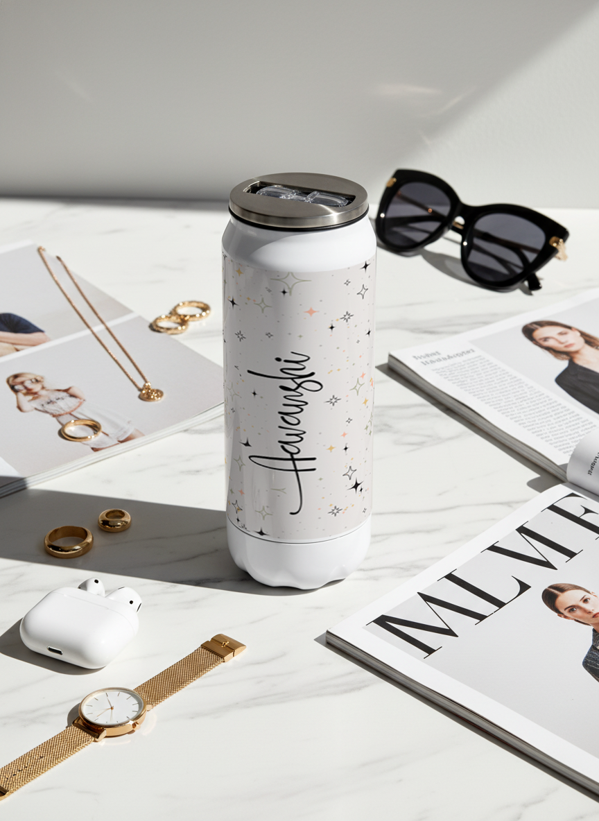 Personalized Ivora Metal Can Sipper 500 ML | Starlight Whisper Print | Double Walled Hot & Cold Tumbler 1219 Avenue