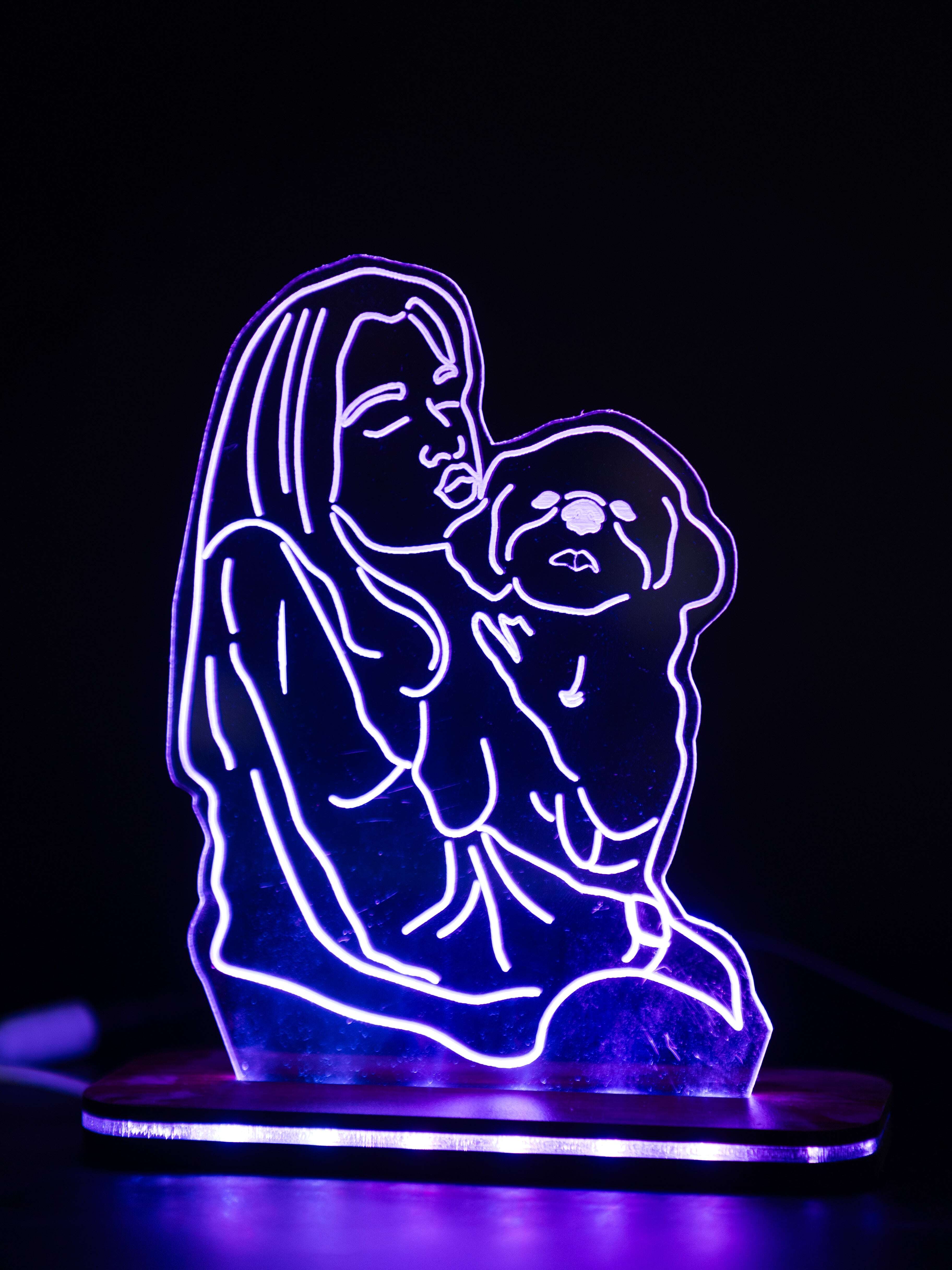 Personalized LED Side Table Lamp| Abstract with Dog Customized| Pet Lover Lamp NO COD 1219 Avenue India