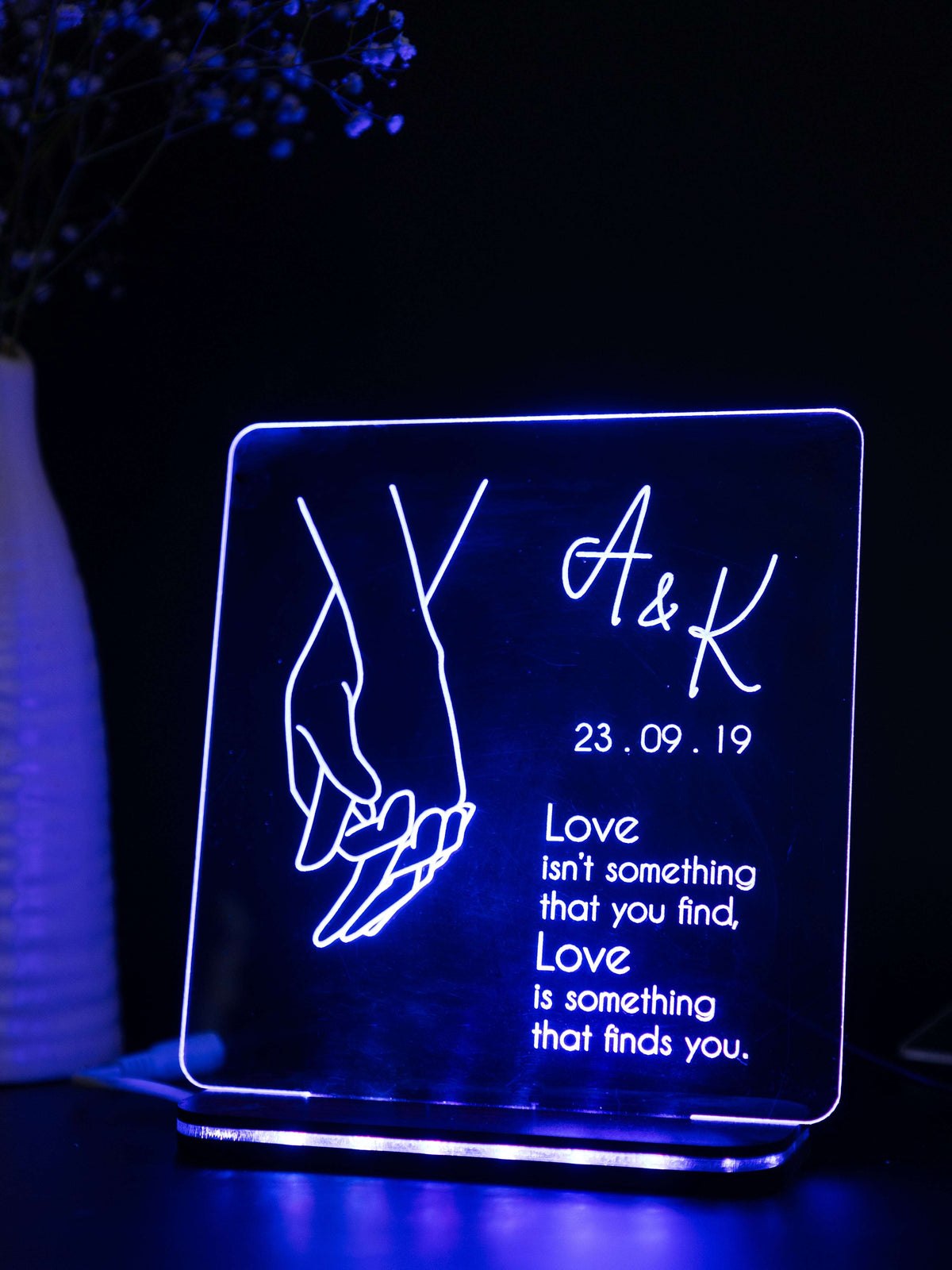 Personalized LED Side Table Lamp | Hold My Hands Couple Customized | NO COD 1219 Avenue India