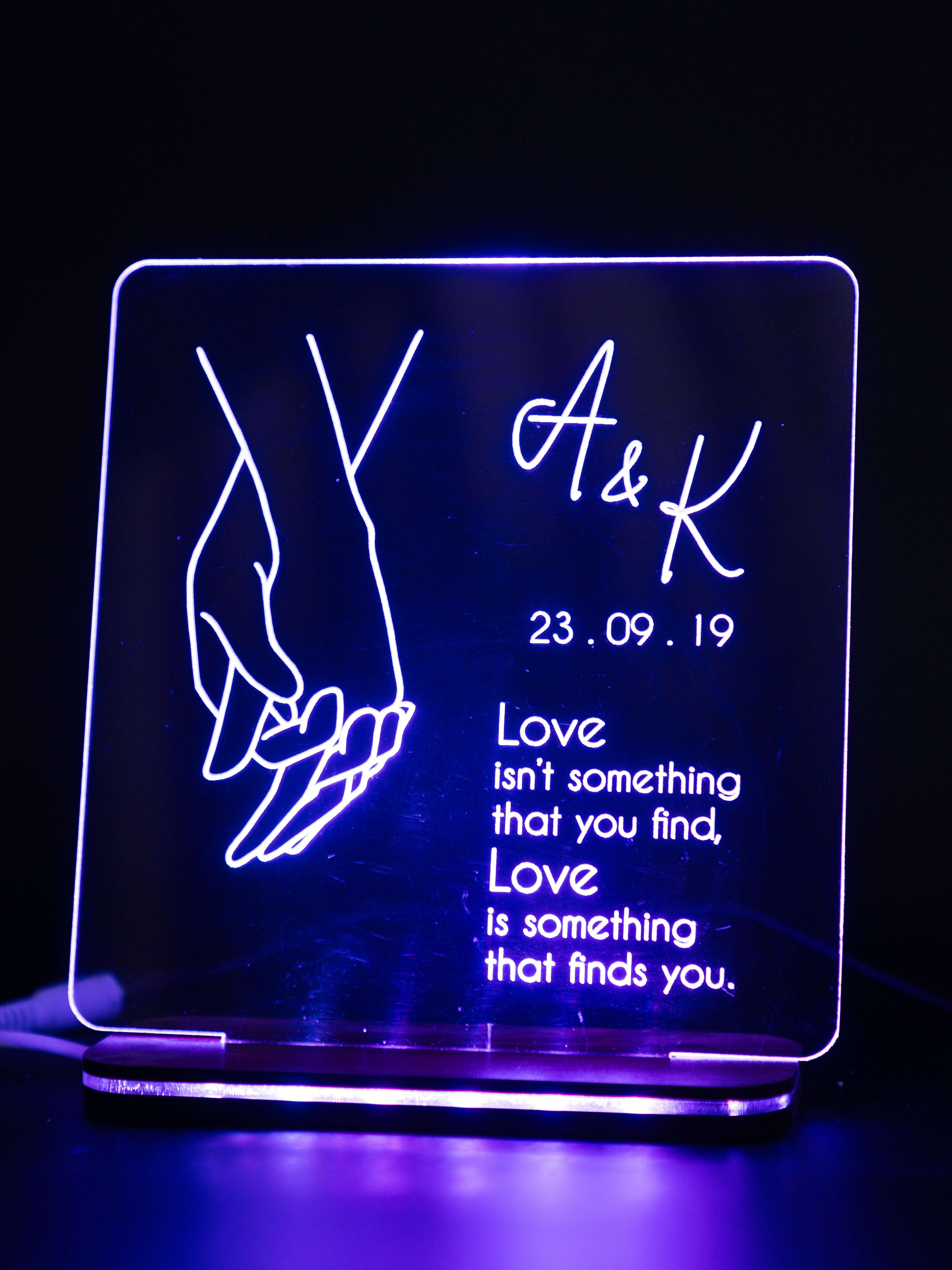 Personalized LED Side Table Lamp | Hold My Hands Couple Customized | NO COD 1219 Avenue India