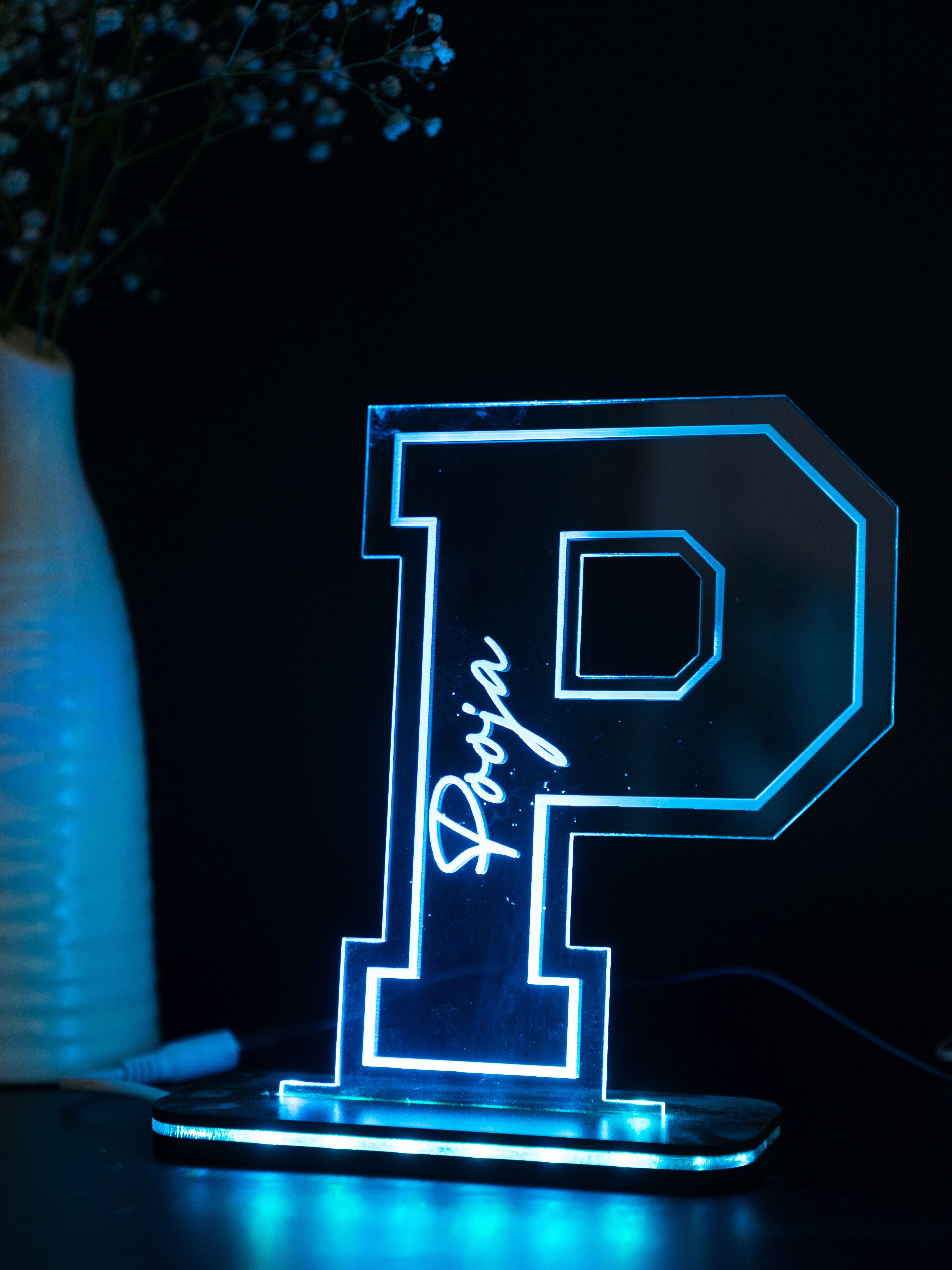 Personalized LED Side Table Lamp| Initial Letter and Name Customized| NO COD 1219 Avenue India