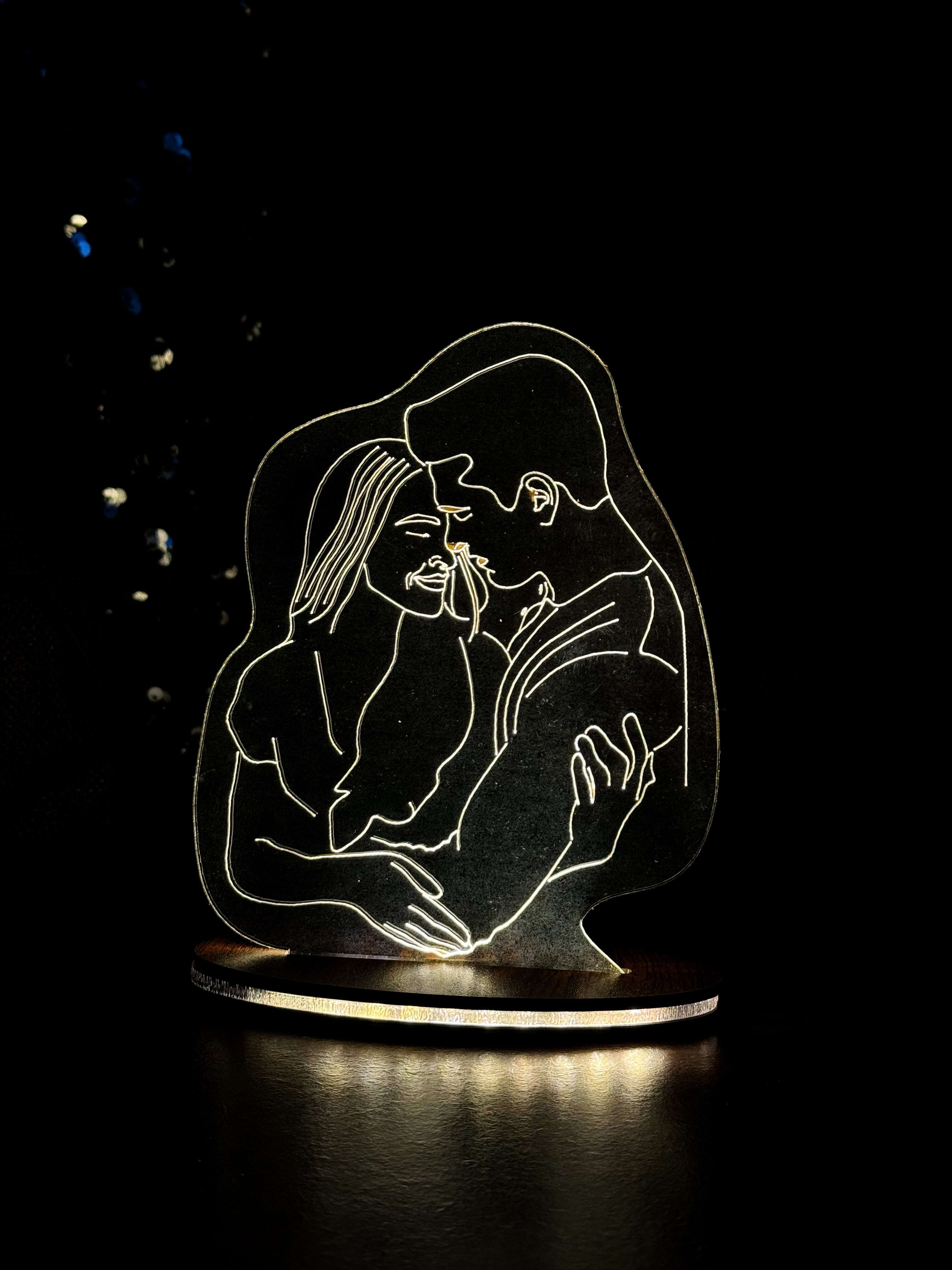 Personalized LED Side Table Lamp| Line Art Customized|Loved Ones Lamp | Valentines Special 1219 Avenue India