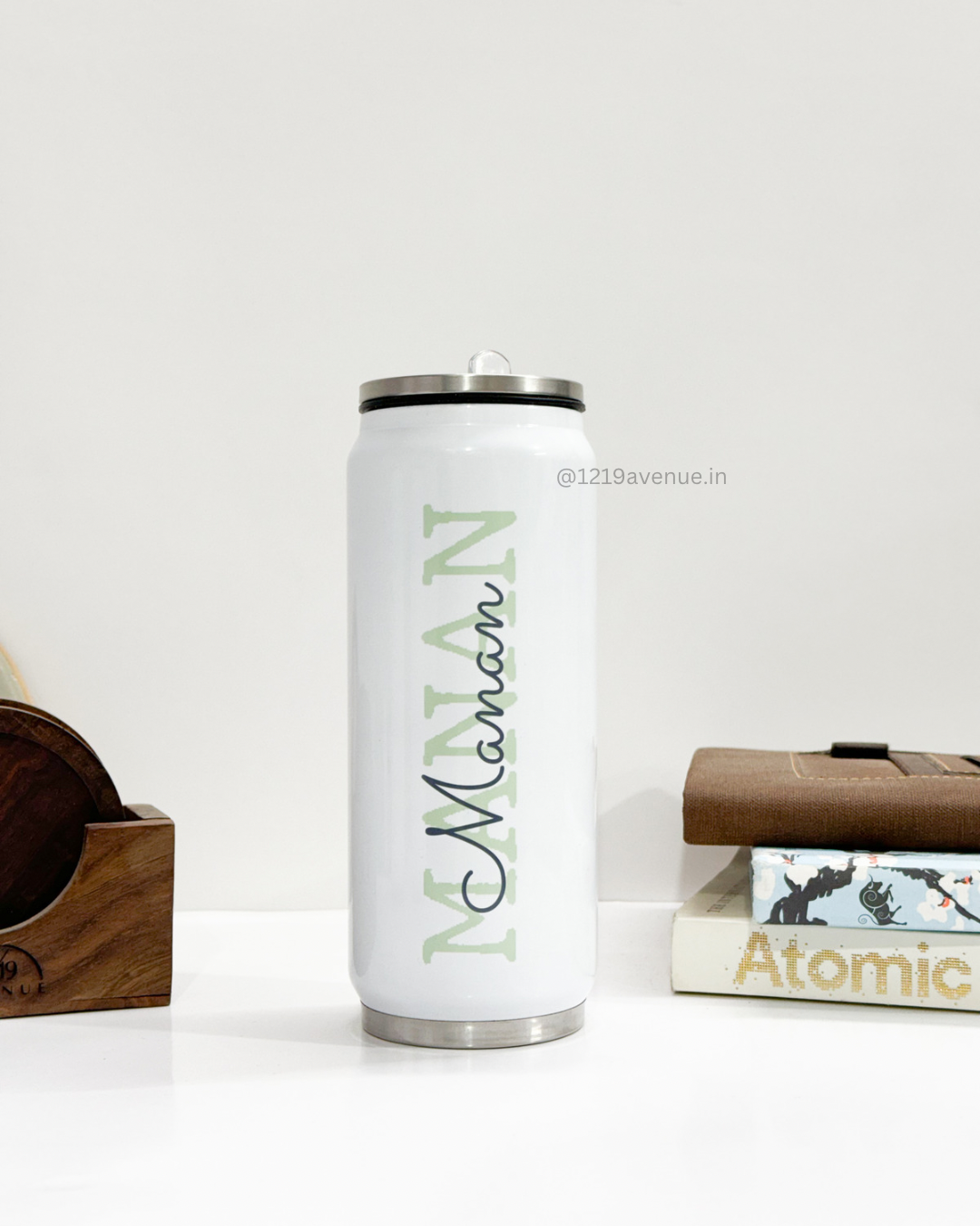 Personalized Metal Can Sipper 350ML with Straw | Signature Sip Print| Double Walled Insulated Tumbler 26oz 1219 Avenue India