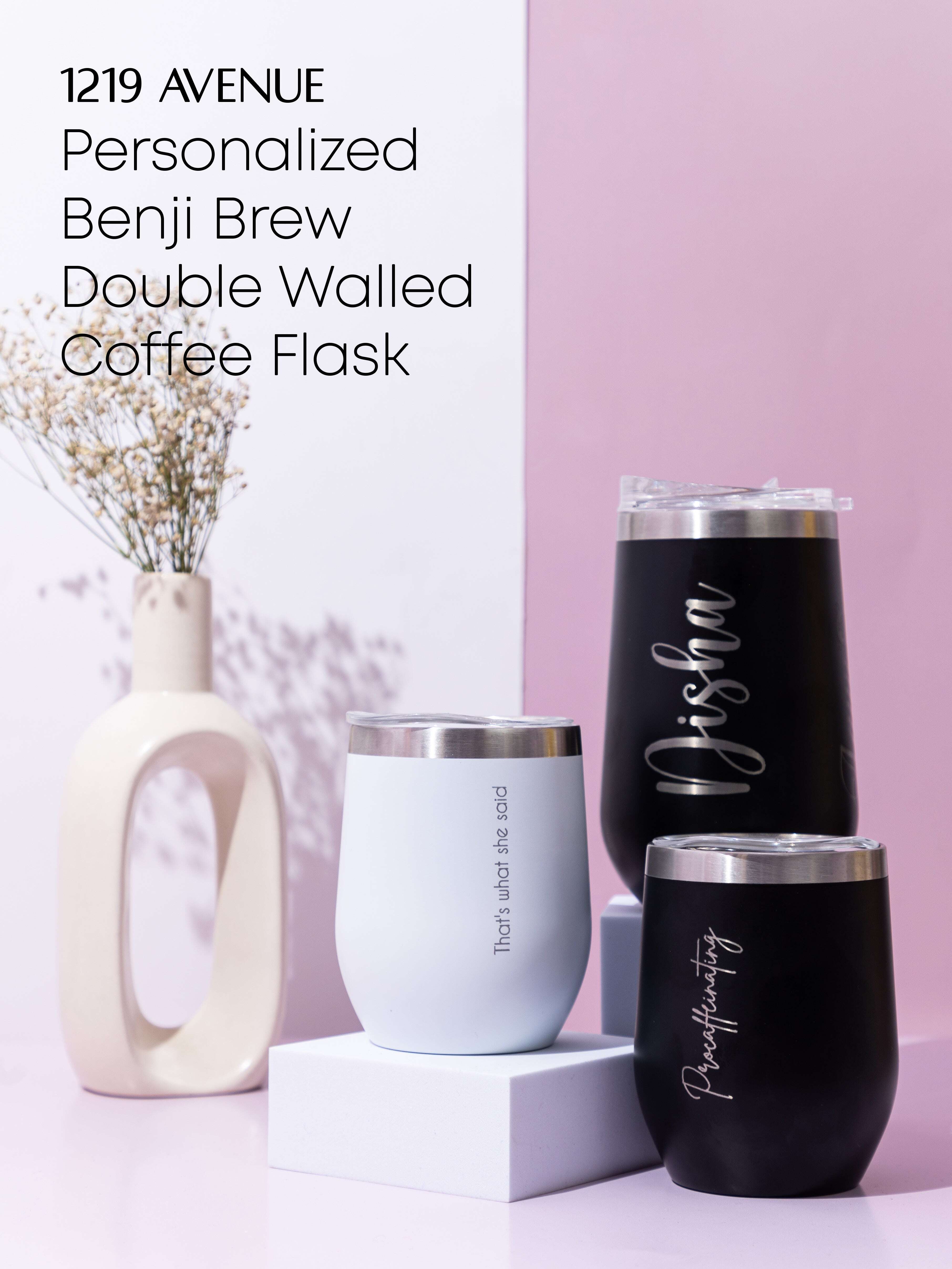Personalized Name/Quote Benji Brew Coffee Flask 400ml 1219 Avenue India