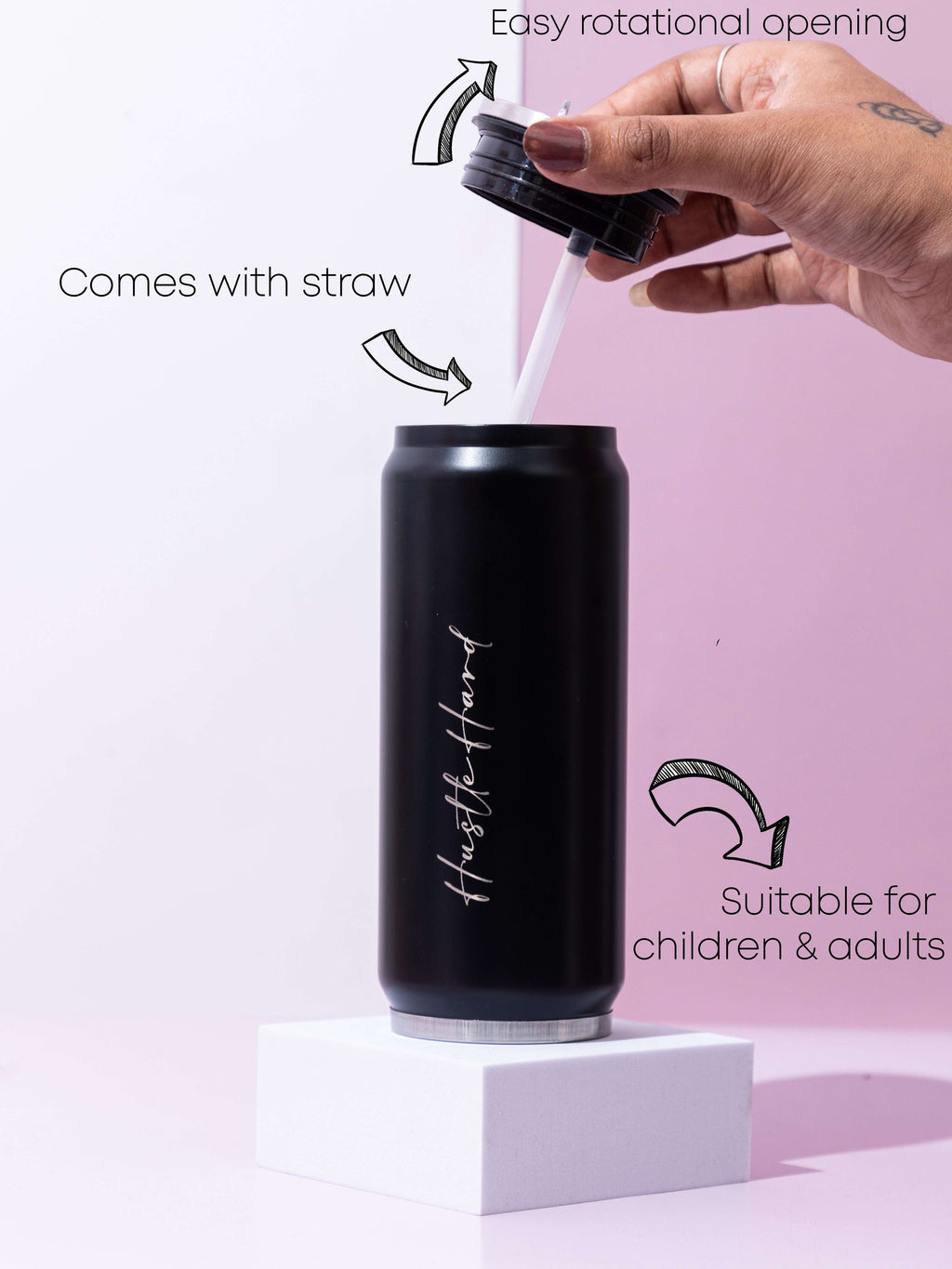 Personalized Name/Quote Metal Can Sippers 500ml 1219 Avenue India