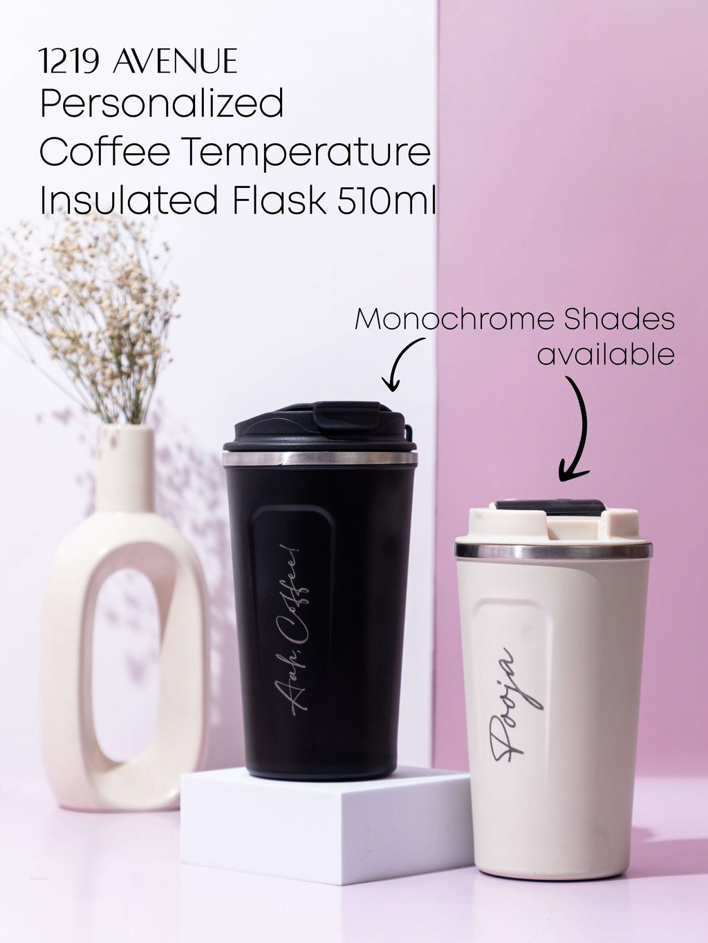 Personalized Name/Quote Temperature Display Portable Coffee Flask 500ml 1219 Avenue India