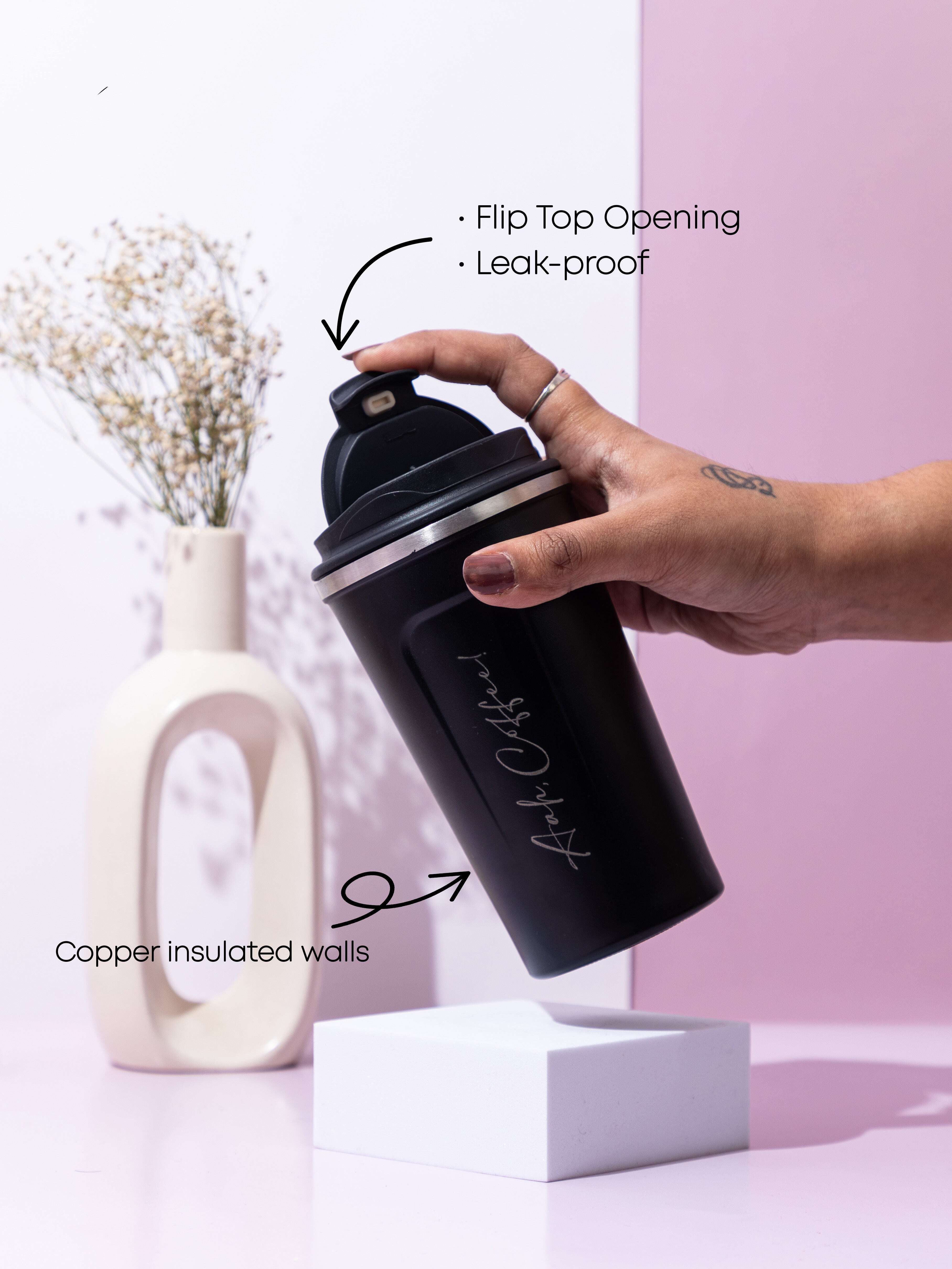 Personalized Name/Quote Temperature Display Portable Coffee Flask 500ml 1219 Avenue India