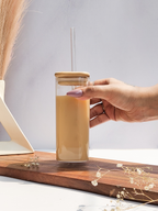 Personalized Name Squaro Sipper 450ml| Coffee Glass Tumbler with straw and lid 1219 Avenue India