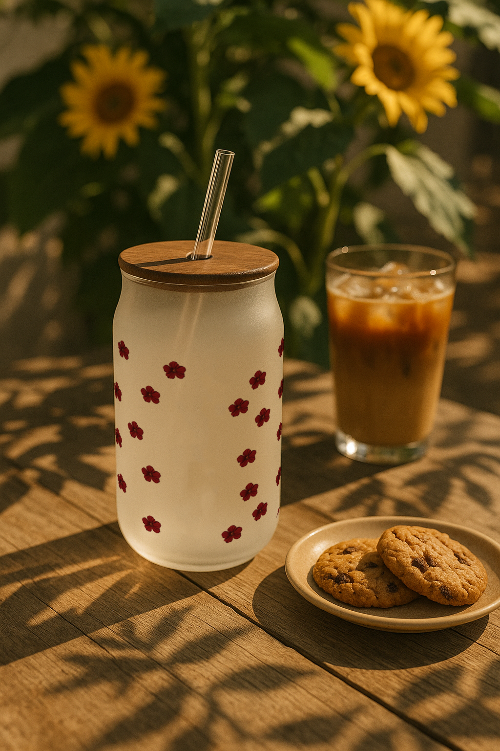 Personalized Petite Fleur Frosted Glass Can Sipper 500ml – Coffee Tumbler with Straw & Lid 1219 Avenue India