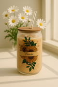 Personalized Sun Spell  Frosted Glass Can Sipper 500ml – Coffee Tumbler with Straw & Lid 1219 Avenue India