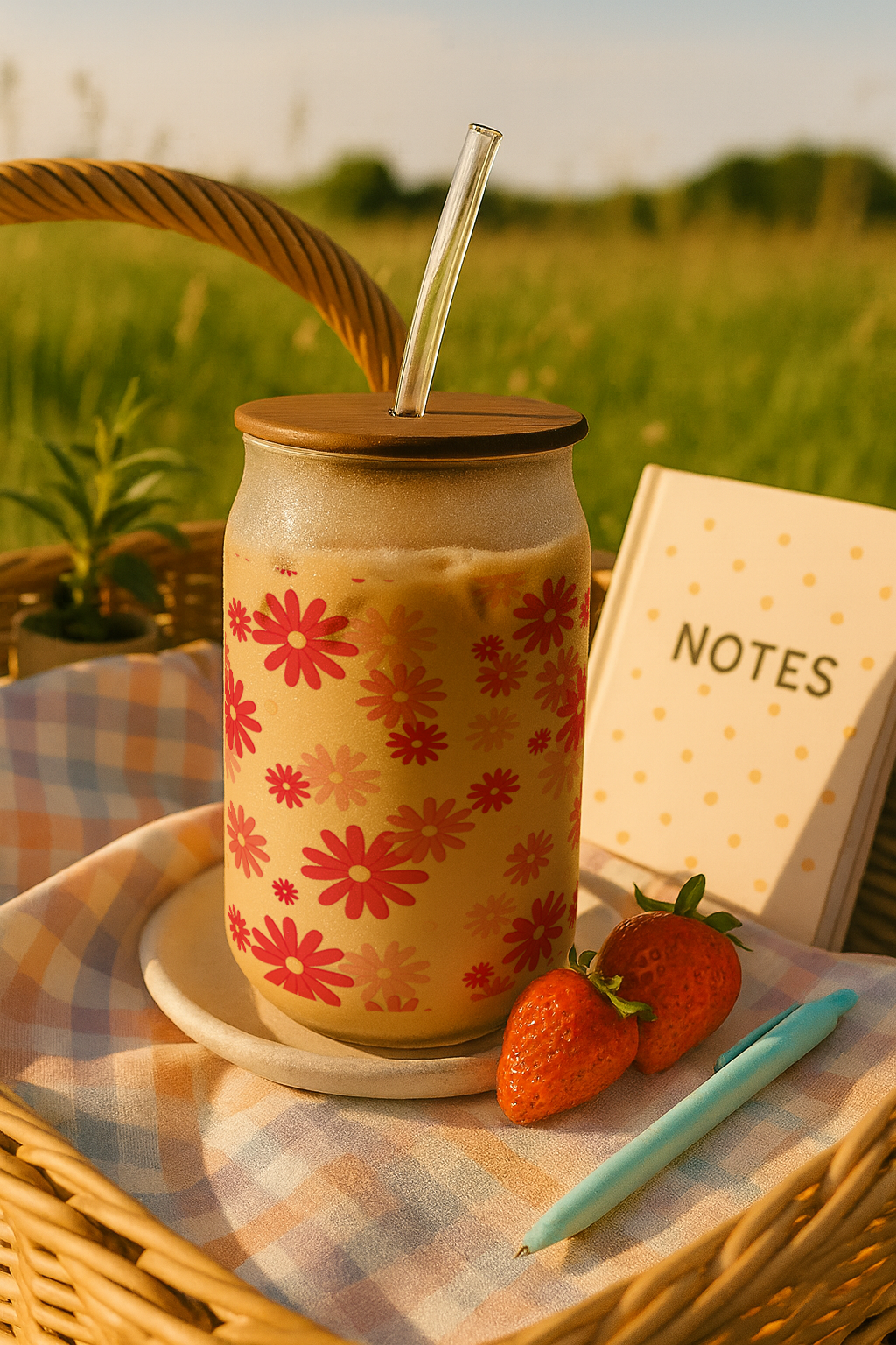 Personalized Sweet Meadow Frosted Glass Can Sipper 500ml – Coffee Tumbler with Straw & Lid 1219 Avenue India