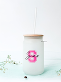 Personalized Varsity Initial Name Frosted Can Sipper 500ml| Coffee Glass Tumbler with straw and lid 22oz 1219 Avenue India