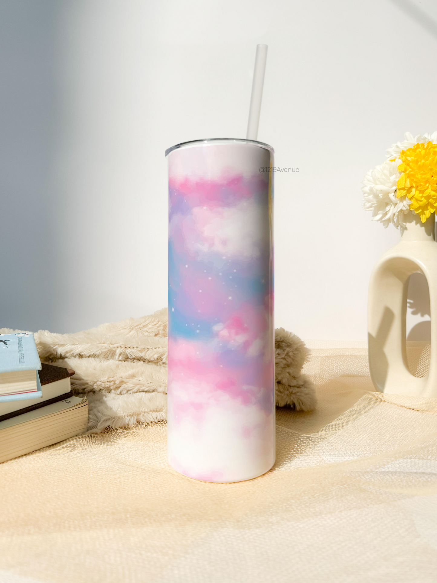 Personalized Colossal Tumbler 750ml with Silicon Straw | Cotton Candy Name Custom Print| Double Walled Insulated Tumbler 26oz