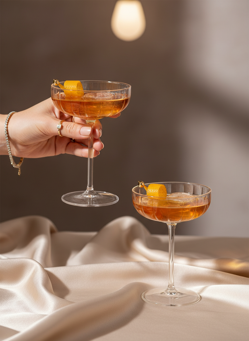 Premium Aurea Coupe Cocktail Glasses Set Of 2 | Elegant Stemware for Cocktails, Desserts & Celebrations 1219 Avenue India
