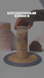 Personalized Frosted Grande Sipper 650 ml |Name Customized | Coffee Glass Tumbler with straw and lid 22oz