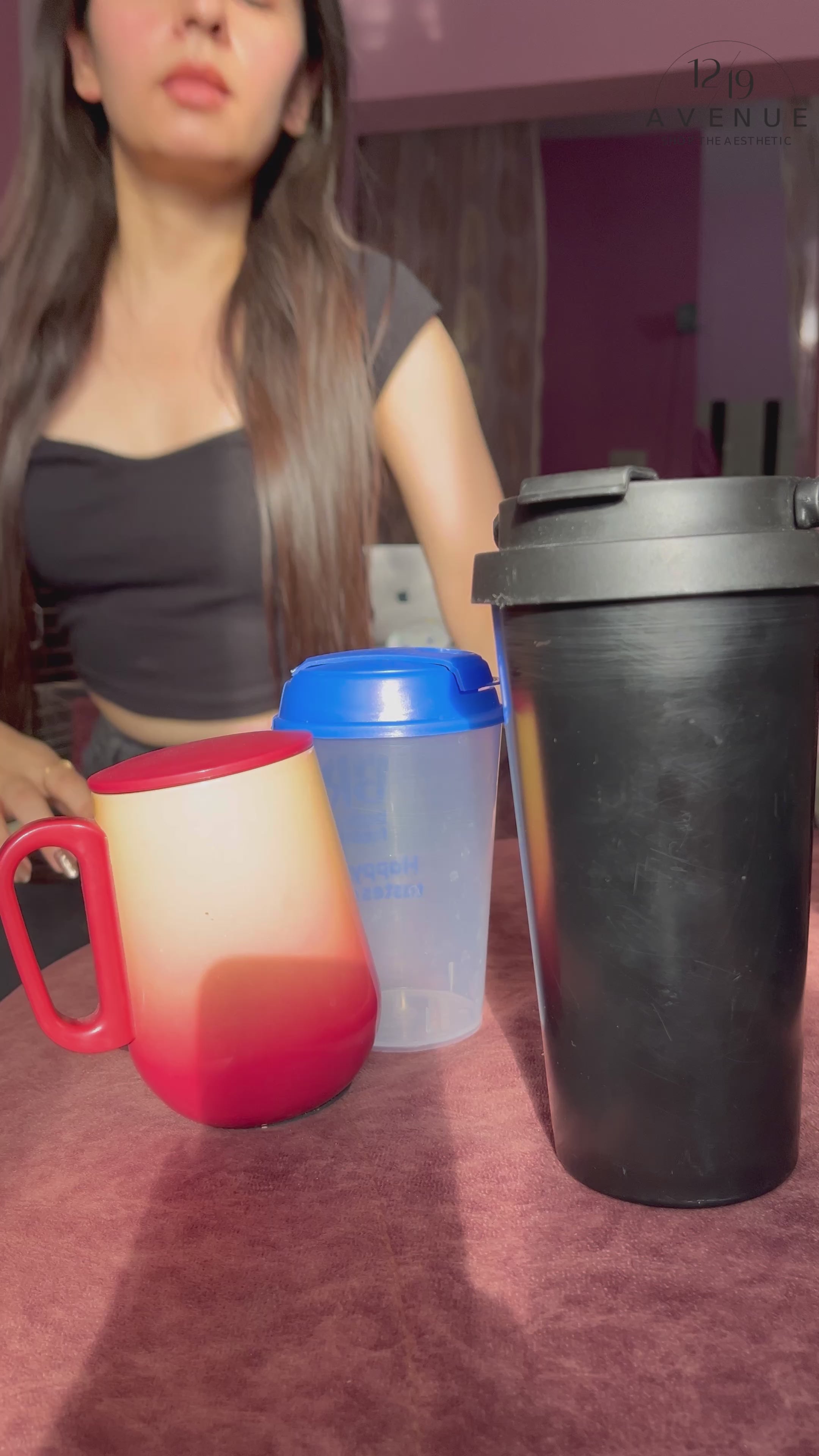 Colossal Tumbler 700ML with Straw| Cherry Hearts Print |Double