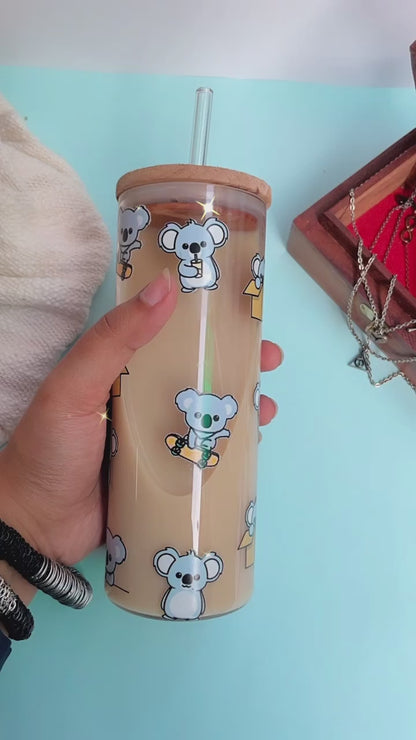 Clear Grande Sipper 650ml| Koala"s Print| 22 oz Coffee Tumbler with Straw and Lid