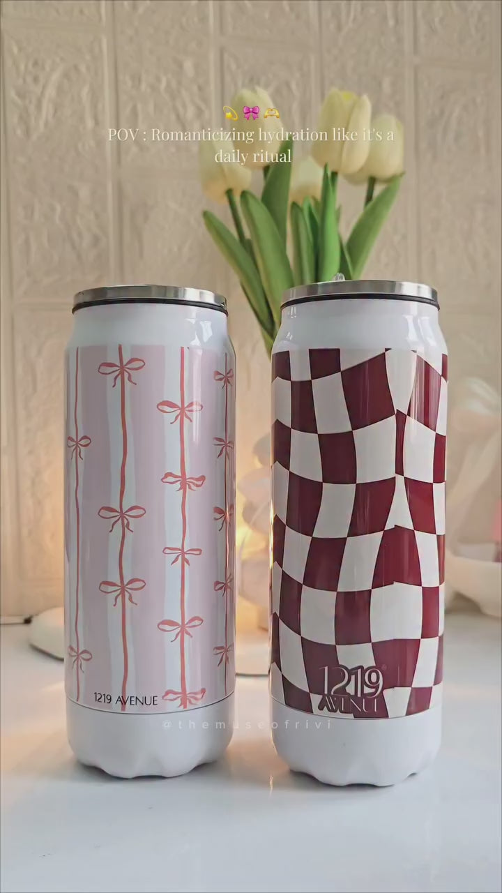 Ivora Metal Can Sipper 500 ML| Retro Ripple  Print | Double Walled Hot And Cold Tumbler