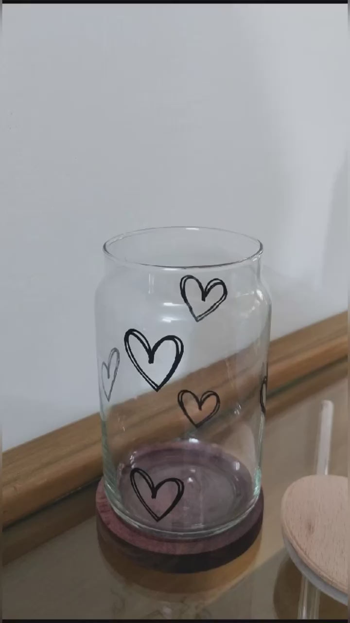 Can Shaped Sipper 500ml| Scribbled Heart | 18oz Can Tumbler with lid and straw