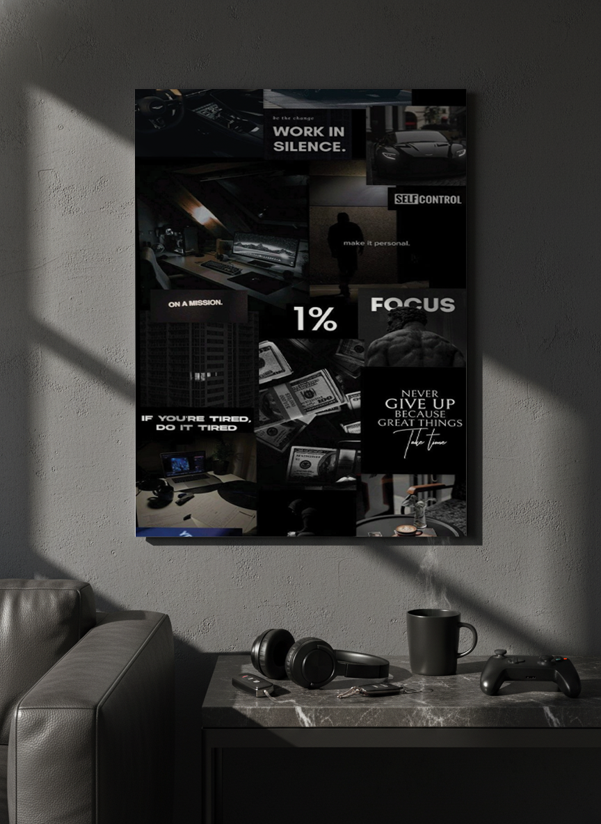 Printed 4K Ultra Gloss Metal Frame A3 Size | 1% Mindset Print | 1.2mm Premium Thickness Wall Frame (12x18 Inches) 1219 Avenue