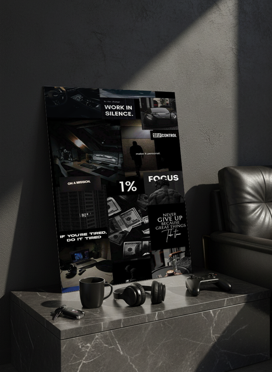 Printed 4K Ultra Gloss Metal Frame A3 Size | 1% Mindset Print | 1.2mm Premium Thickness Wall Frame (12x18 Inches) 1219 Avenue