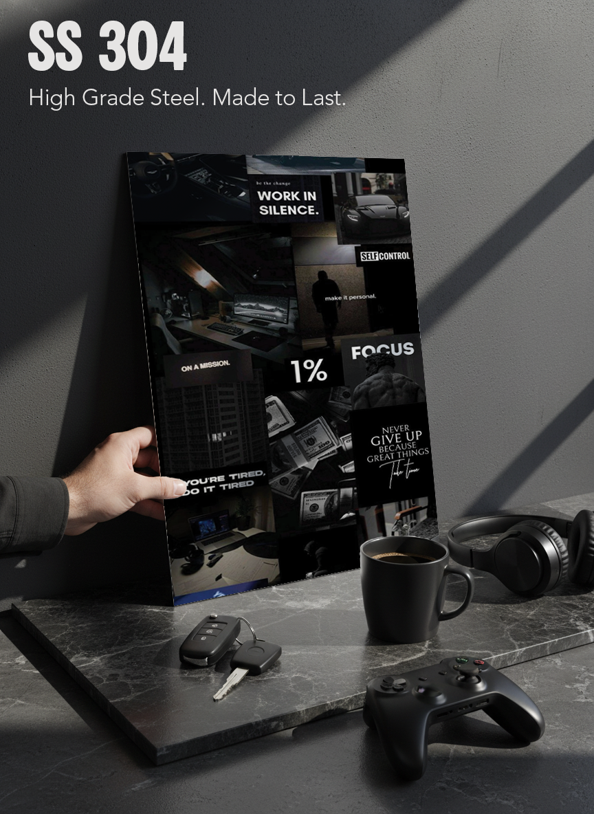 Printed 4K Ultra Gloss Metal Frame A3 Size | 1% Mindset Print | 1.2mm Premium Thickness Wall Frame (12x18 Inches) 1219 Avenue