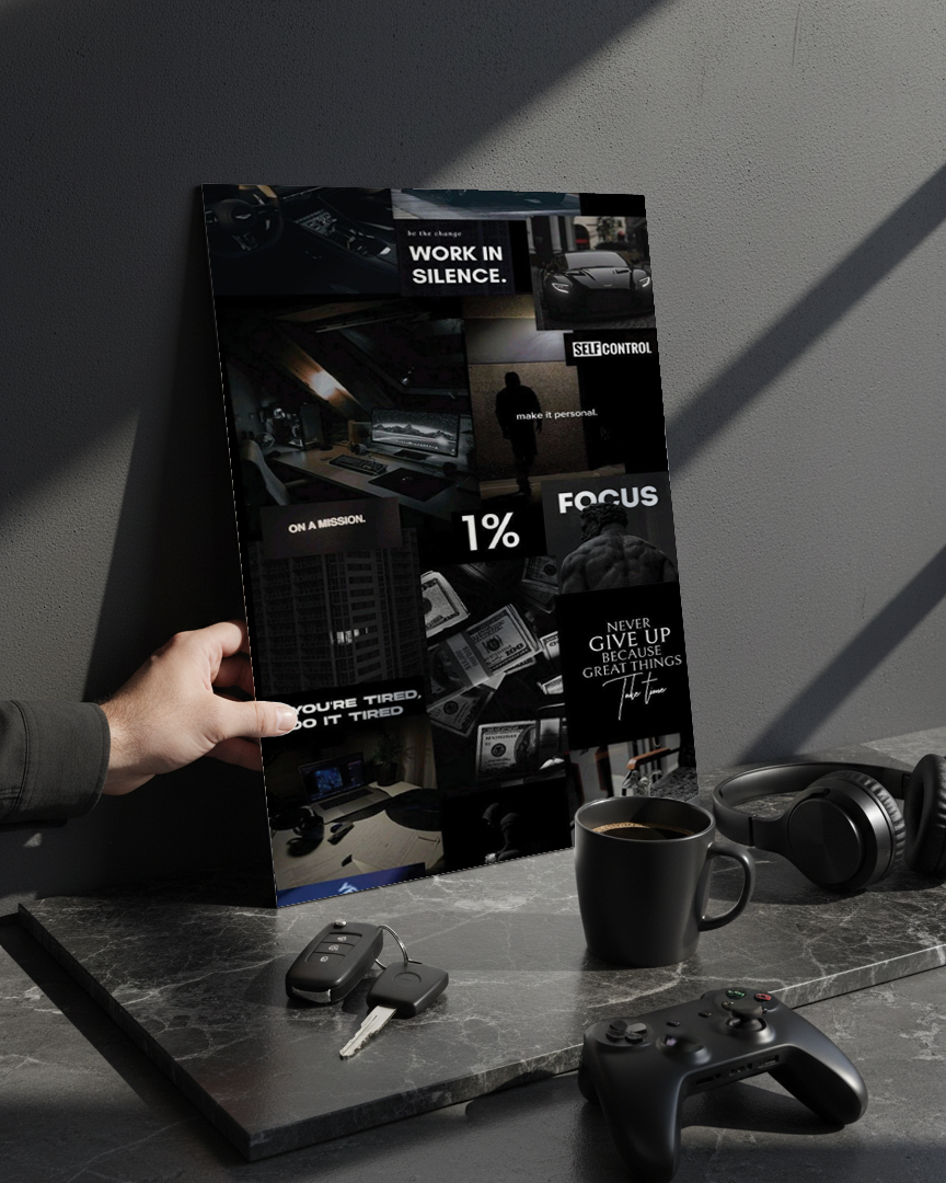 Printed 4K Ultra Gloss Metal Frame A3 Size | 1% Mindset Print | 1.2mm Premium Thickness Wall Frame (12x18 Inches) 1219 Avenue