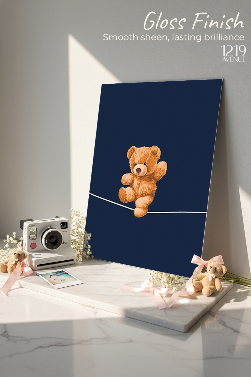 Printed 4K Ultra Gloss Metal Frame A3 Size | Bearly Holding Print | 1.2mm Premium Thickness Wall Frame (12x18 Inches) 1219 Avenue