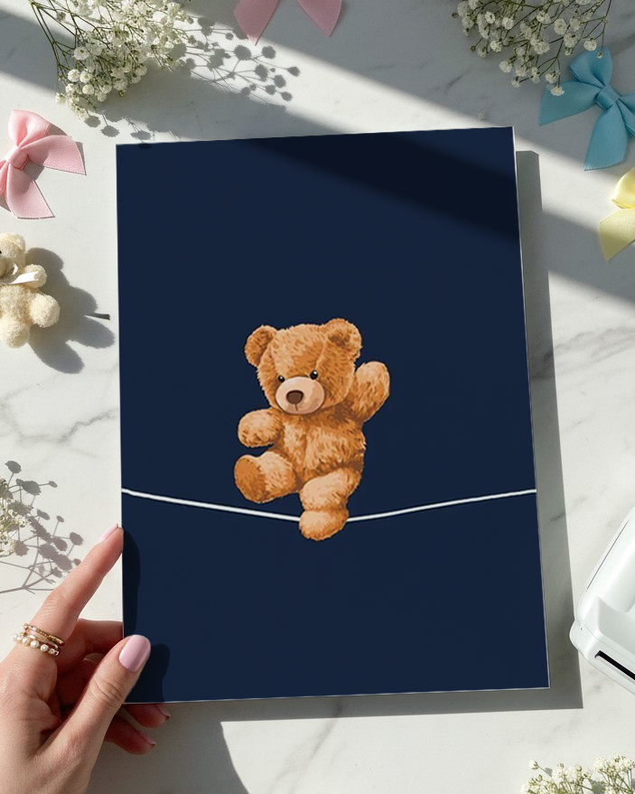 Printed 4K Ultra Gloss Metal Frame A3 Size | Bearly Holding Print | 1.2mm Premium Thickness Wall Frame (12x18 Inches) 1219 Avenue