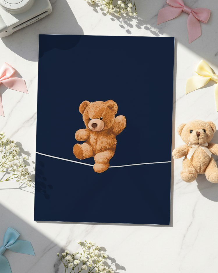 Printed 4K Ultra Gloss Metal Frame A3 Size | Bearly Holding Print | 1.2mm Premium Thickness Wall Frame (12x18 Inches) 1219 Avenue