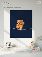Printed 4K Ultra Gloss Metal Frame A3 Size | Bearly Holding Print | 1.2mm Premium Thickness Wall Frame (12x18 Inches) 1219 Avenue