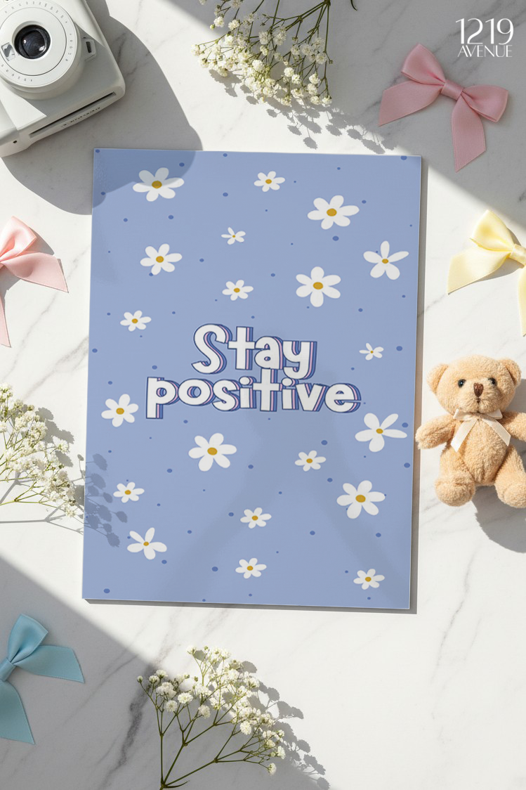 Printed 4K Ultra Gloss Metal Frame A3 Size | Blue Bloom Positivity Print | 1.2mm Premium Thickness Wall Frame (12x18 Inches) 1219 Avenue