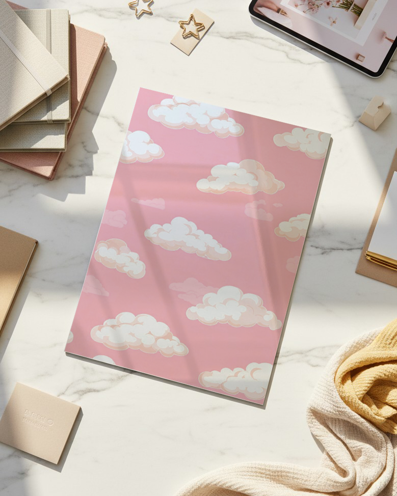 Printed 4K Ultra Gloss Metal Frame A3 Size | Blush Clouds Print | 1.2mm Premium Thickness Wall Frame (12x18 Inches) 1219 Avenue