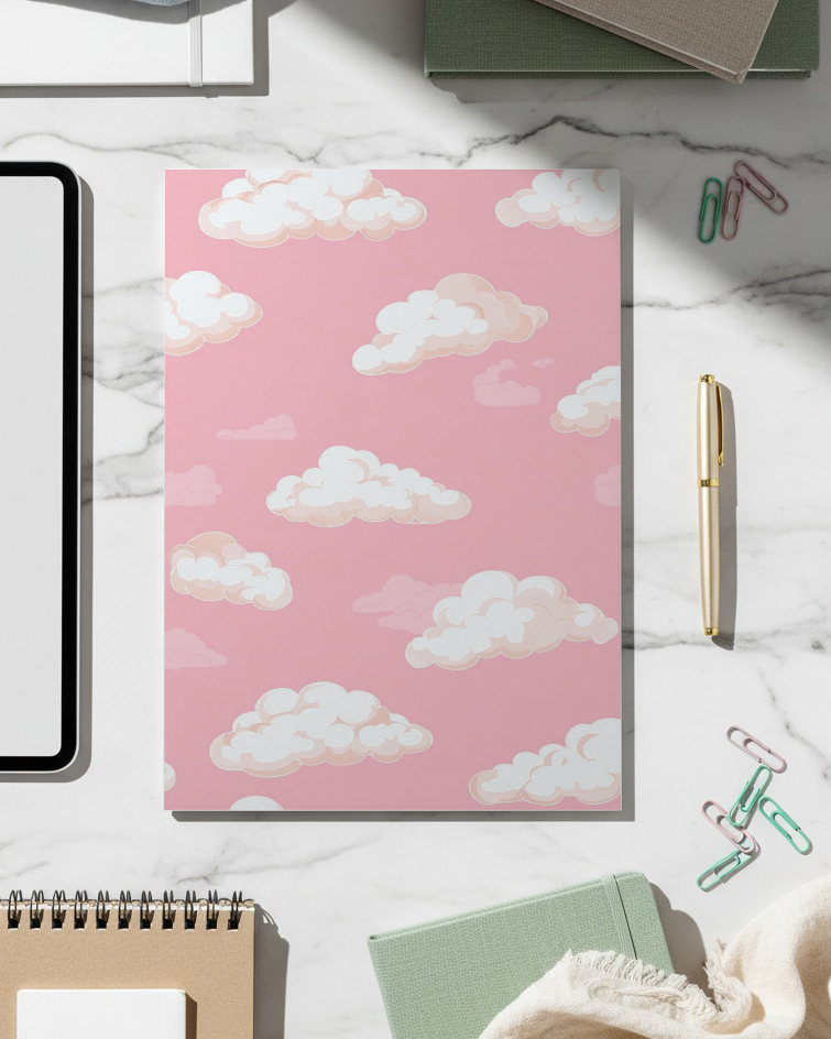 Printed 4K Ultra Gloss Metal Frame A3 Size | Blush Clouds Print | 1.2mm Premium Thickness Wall Frame (12x18 Inches) 1219 Avenue