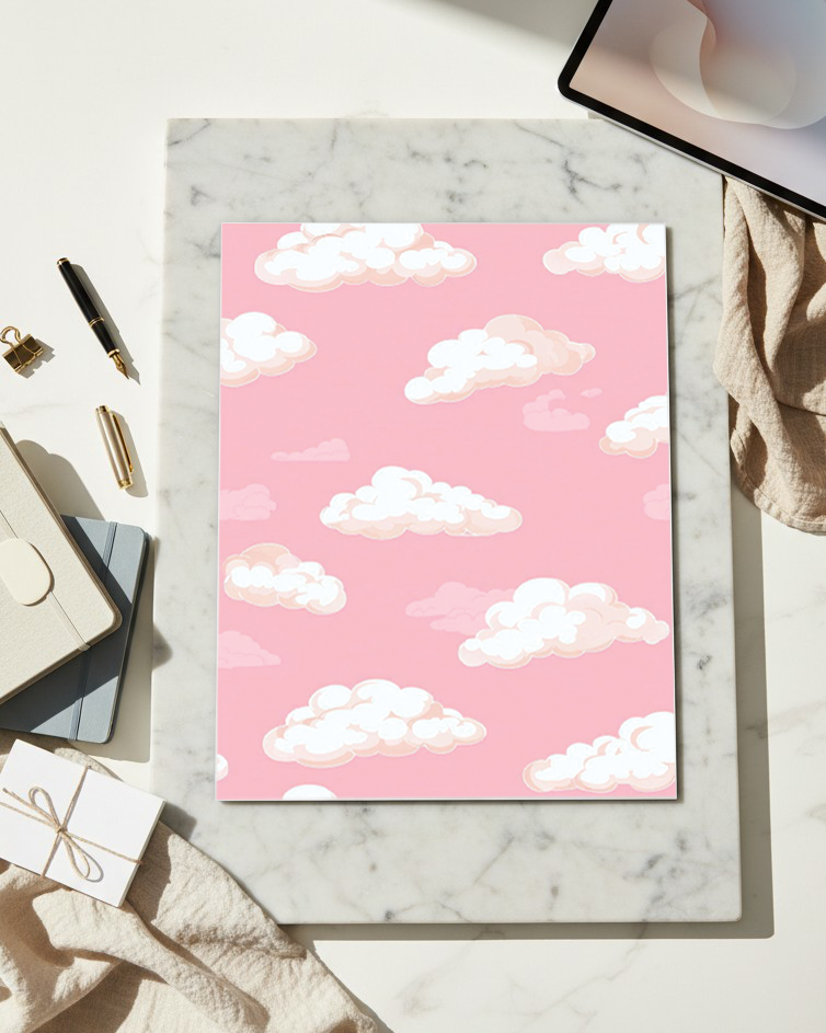 Printed 4K Ultra Gloss Metal Frame A3 Size | Blush Clouds Print | 1.2mm Premium Thickness Wall Frame (12x18 Inches) 1219 Avenue