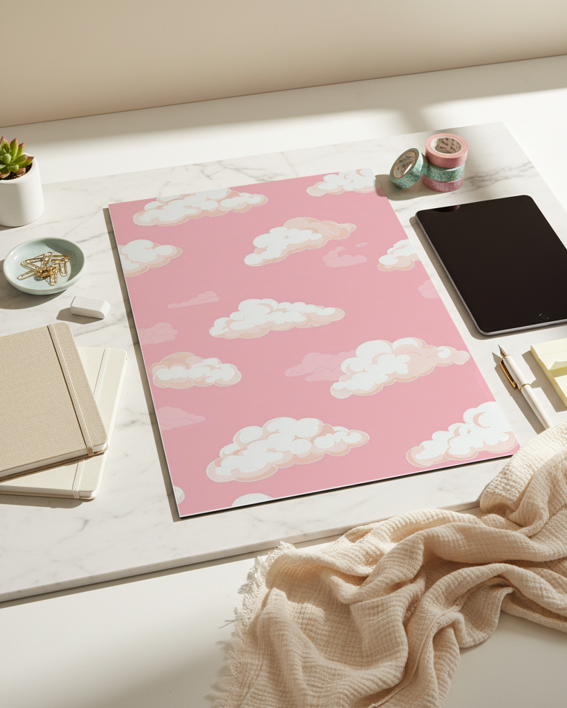 Printed 4K Ultra Gloss Metal Frame A3 Size | Blush Clouds Print | 1.2mm Premium Thickness Wall Frame (12x18 Inches) 1219 Avenue