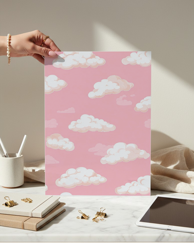 Printed 4K Ultra Gloss Metal Frame A3 Size | Blush Clouds Print | 1.2mm Premium Thickness Wall Frame (12x18 Inches) 1219 Avenue
