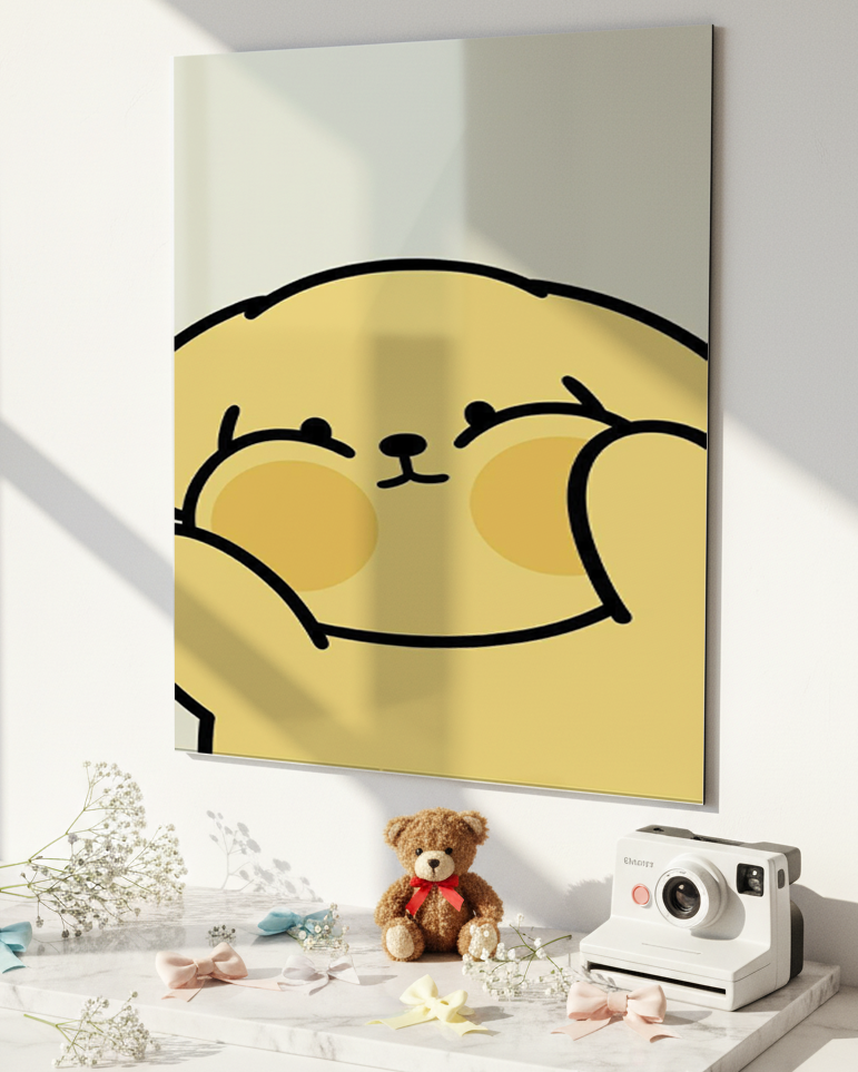 Printed 4K Ultra Gloss Metal Frame A3 Size | Chubby Cheeks Print | 1.2mm Premium Thickness Wall Frame (12x18 Inches) 1219 Avenue