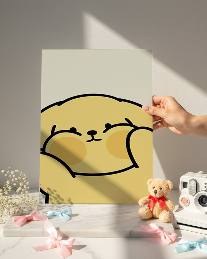 Printed 4K Ultra Gloss Metal Frame A3 Size | Chubby Cheeks Print | 1.2mm Premium Thickness Wall Frame (12x18 Inches) 1219 Avenue
